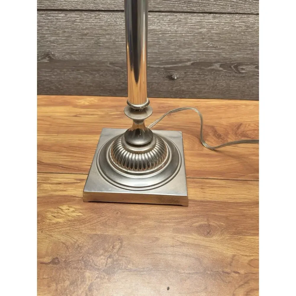 Restoration Hardware Polished Nickel Crystal Ball Table Lamp 32” Original Shade